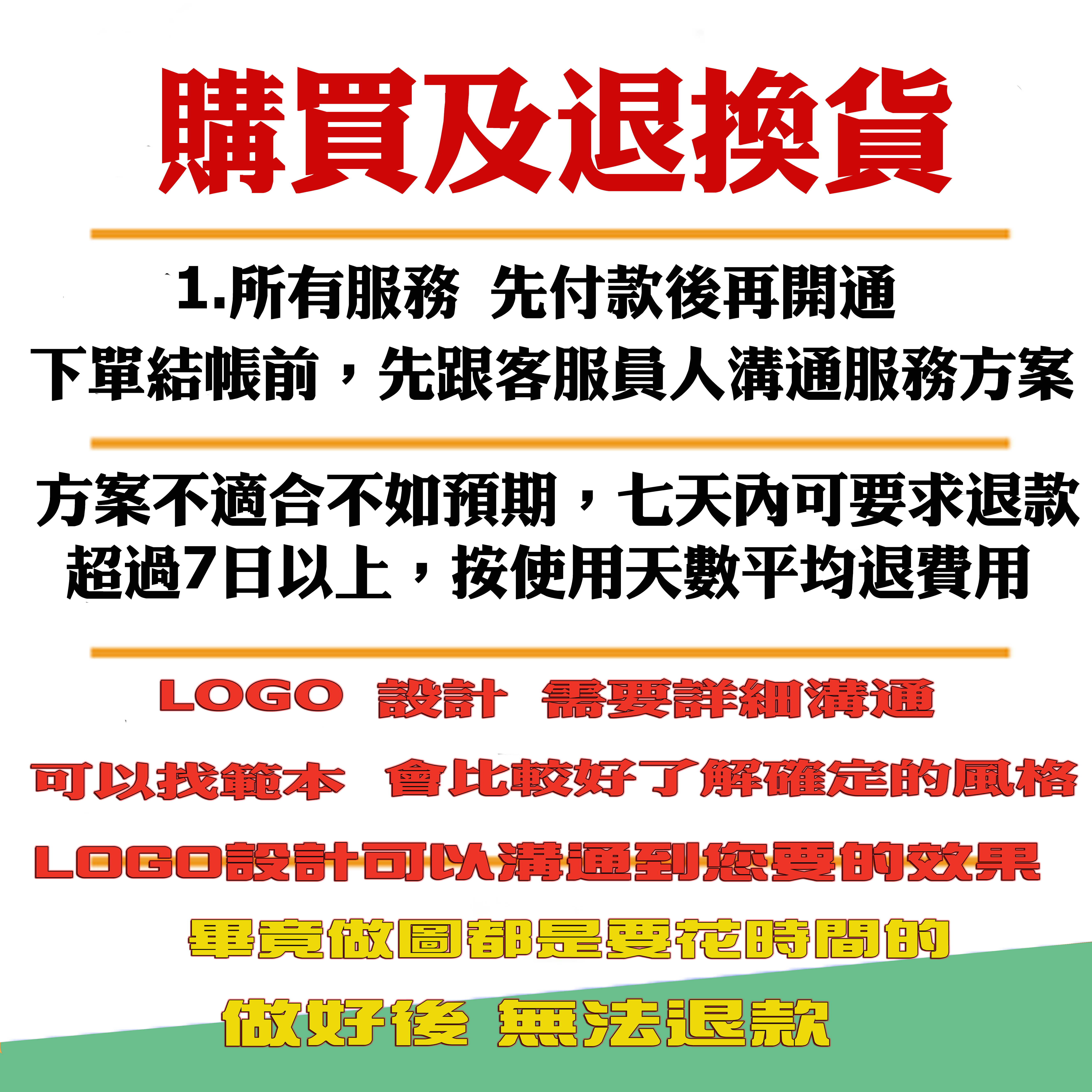 購買及退換貨說明